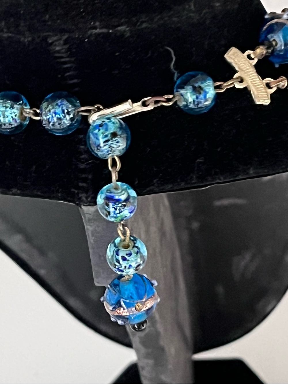 Blue Murano Wedding Cake Multi-Strand Necklace and Earrings Set - Picture 3 of 4